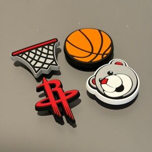 NBA Houston Rockets Basketball Team Jibbitz for Crocs Shoe Charms - 4 Pieces NEW